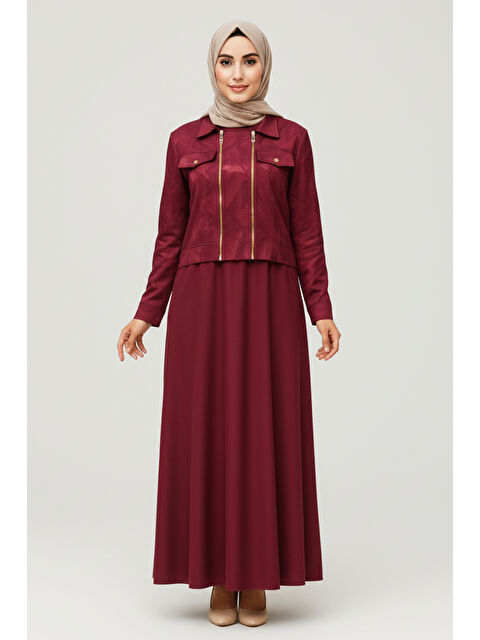 Remsa Kadın Jakar Kumaş Elbise 5305 Bordo - S000485846-19951