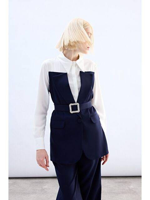 SATEEN Ceket Görünümlü Gömlek - Lacivert - S000497801-21164