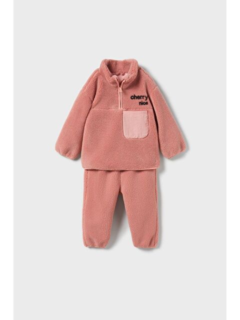 Magu Kız Çocuk Polar Kumaş Fermuarlı Cep Detaylı 2'Li Eşofman Takımı - Pembe - S000441214-23173