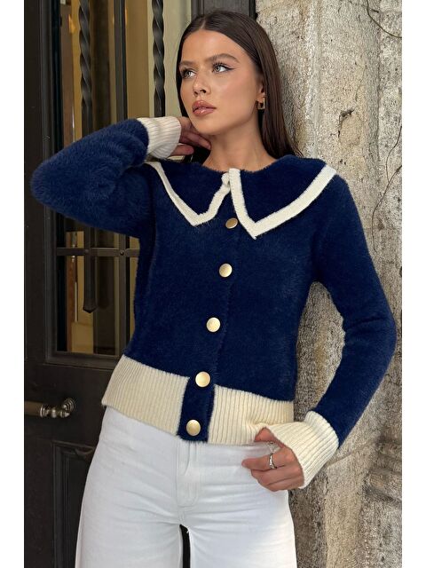 Gülseli Kadın Bebe Yaka Yumoş İplik Triko Ceket (s-m-l Uyumludur) - S000445218-21164