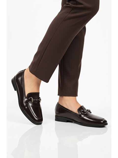 Ayakmod Kahve Rugan Hakiki Deri Kadın Casual Ayakkabı 214 Z