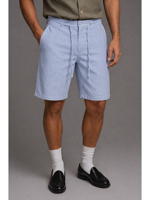 Tarz Cool Erkek %100 Pamuk Linen Şort Rahat Kesim Yazlık Şort