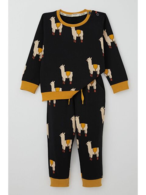 Breeze Erkek Çocuk Eşofman Takımı Lama Figürlü Siyah (1.5-5 Yaş) - S000490185-19351