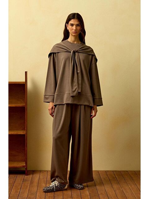 Ceylan Otantik Vizon Bağlamalı Pantolon Takım - S000485847-26429