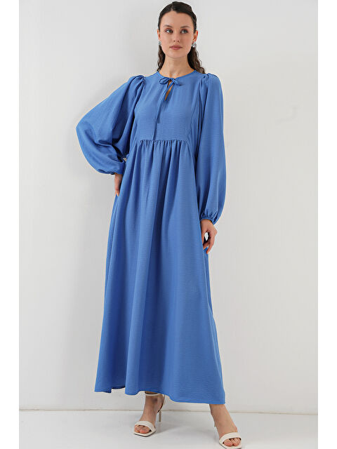 Bigdart Kadın Balon Kol Uzun Tesettür Elbise 2464 - İndigo - S000358276-23093