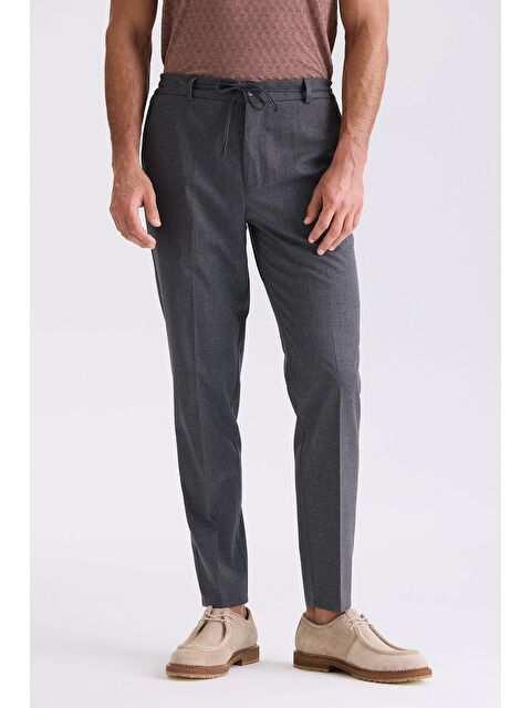 JAKAMEN Koyu Lacivert Comfort Fit Beli Lastikli Yünlü Kumaş Pantolon - S000496037-21164