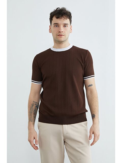 Fullamoda Fitilli Biyeli Bisiklet Yaka Triko Tişört - S000522400-19413