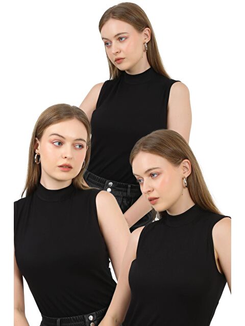 justmore Kadın 3'Lü Kolsuz Body - S000471262-19351