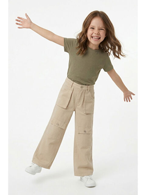 Fullamoda Fermuarlı Kargo Cep Palazzo Kız Çocuk Pantolon - S000530700-19928