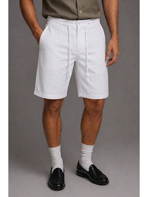 Tarz Cool Erkek %100 Pamuk Linen Şort Rahat Kesim Yazlık Şort