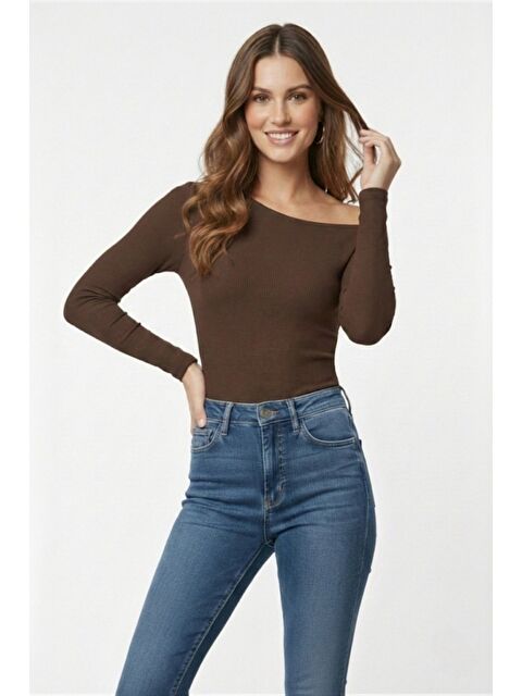 MİSS DÜNYA LİSSA Premium Soft Seri Vücuda Oturan Kayık Yaka Örme Bluz - S000505339-19413
