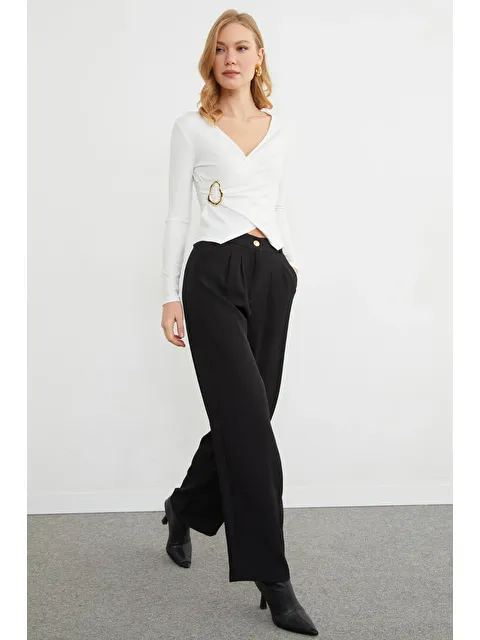 Fullamoda Beli Lastikli Düğmeli Palazzo Pantolon - S000487122-19351