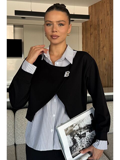 Gülseli Kadın Gömlek Garnili Sweatshirt - S000445214-19351