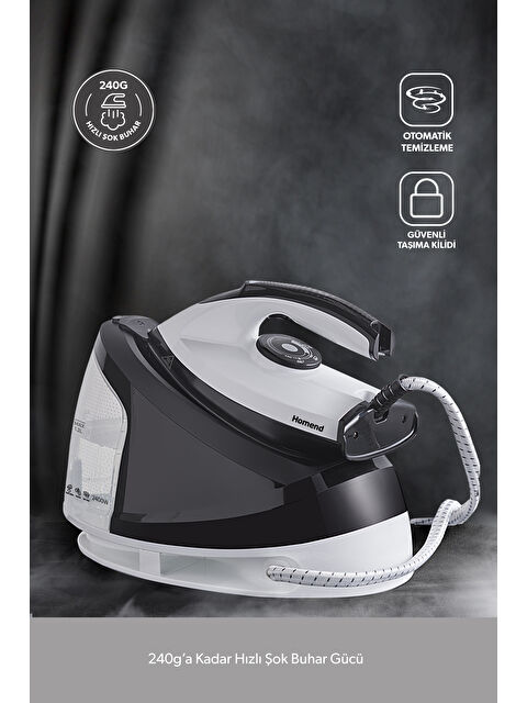 Homend Steamwork 1167H Buhar Kazanlı Ütü Siyah Beyaz - S000385290-3490