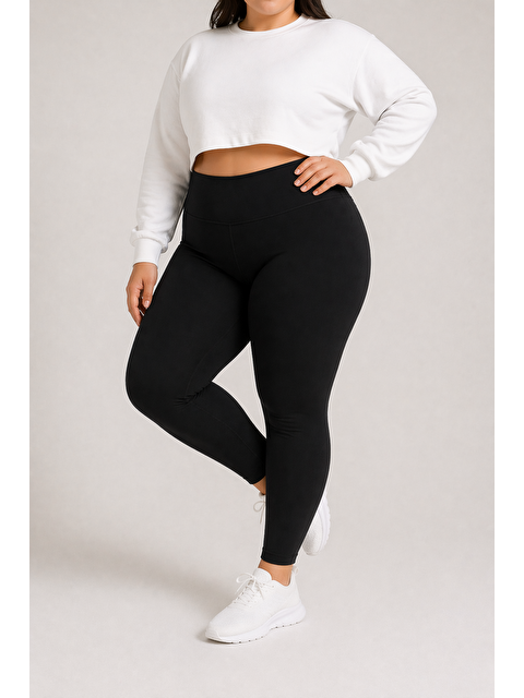 Formo Kadın Ekstra Yüksek Bel Büyük Beden Dalgıç Kumaş Esnek Spor Rahat Günlük Battal Tayt