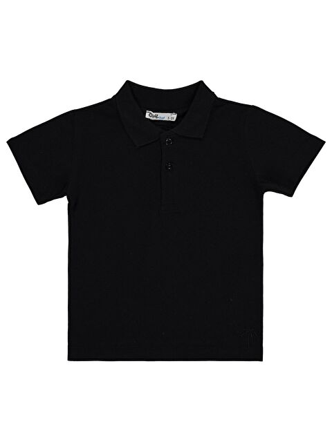 Civil Boys Erkek Çocuk Palmiye Nakışlı Polo Yaka 2-5 Yaş Tişört - Siyah