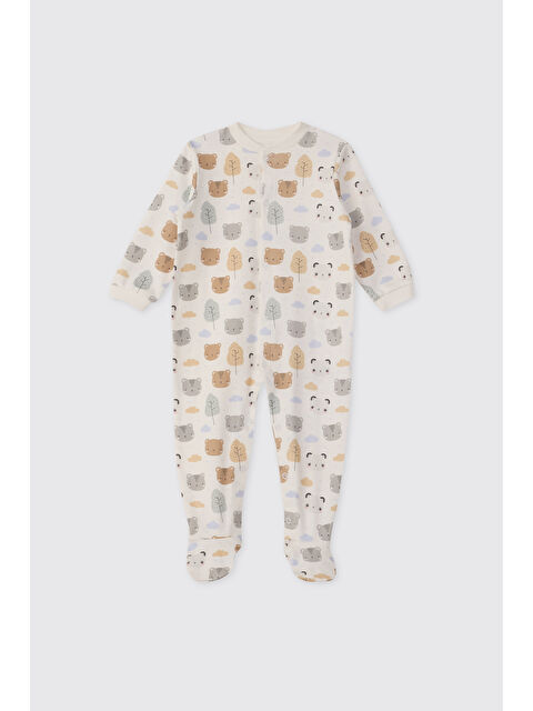 Panço Yenidoğan Desenli Beyaz Tulum - S000526100-20063