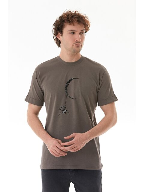 Fullamoda Astronot Baskılı Bisiklet Yaka Tişört - S000380584-29666