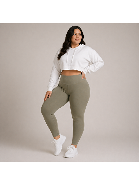 Formo Kadın Ekstra Yüksek Bel Büyük Beden Dalgıç Kumaş Esnek Spor Rahat Günlük Battal Tayt