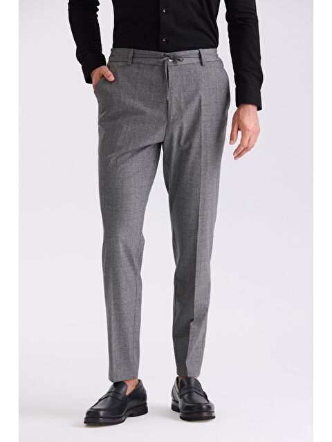 JAKAMEN Antrasit Comfort Fit Beli Lastikli Yünlü Kumaş Pantolon - S000496037-29666