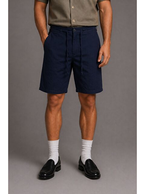 Tarz Cool Erkek %100 Pamuk Linen Şort Rahat Kesim Yazlık Şort