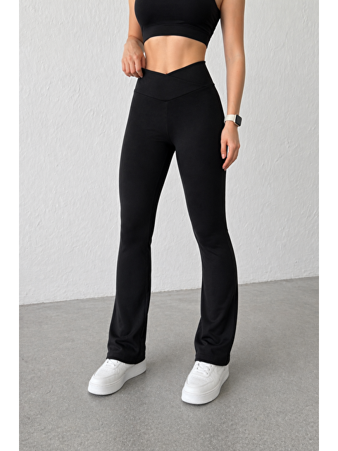 Formo Kadın Ekstra Yüksek Bel Toparlayıcı İspanyol Paça Ribana Kumaş Esnek Spor Rahat Günlük Tayt