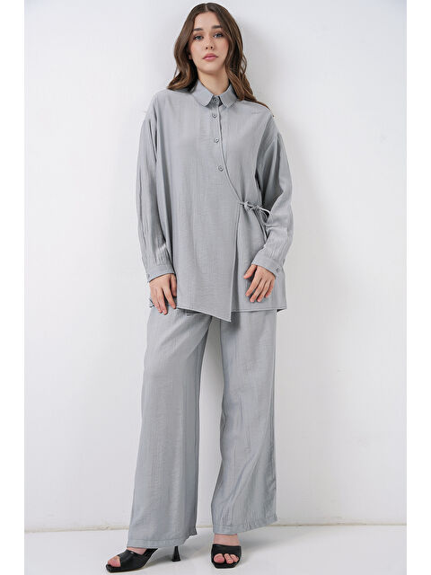 Bigdart Kadın Bağcıklı Tunik Pantolon İkili Takım 6752 - Gri - S000505459-20600