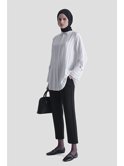 ARMİNE Çizgili Tunik Beyaz