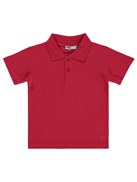 Civil Boys Erkek Çocuk Palmiye Nakışlı Polo Yaka 2-5 Yaş Tişört - Kırmızı
