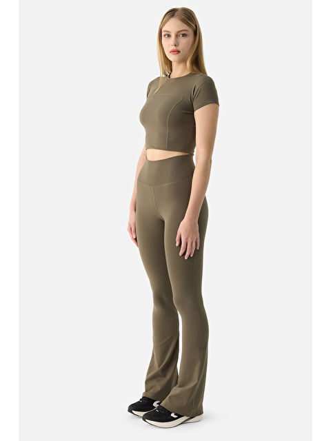 Superstacy Liora Yumuşak Kumaş Geniş Paça Haki Tayt Pantolon - S000505910-18547