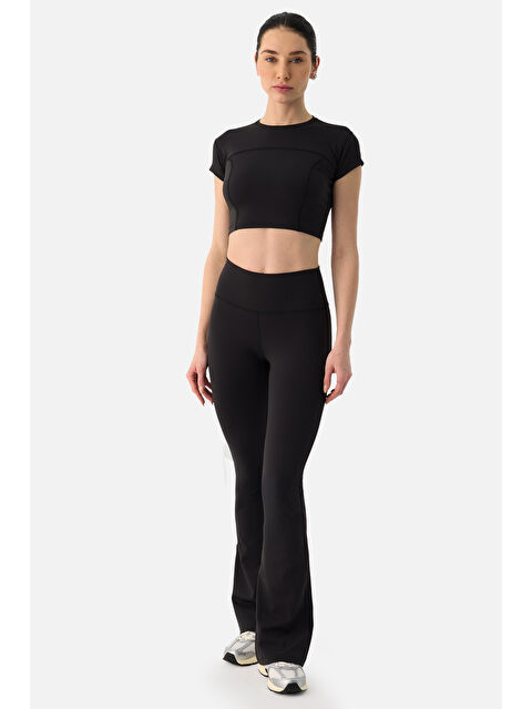 Superstacy Liora Yumuşak Kumaş Geniş Paça Siyah Tayt Pantolon - S000505911-19351