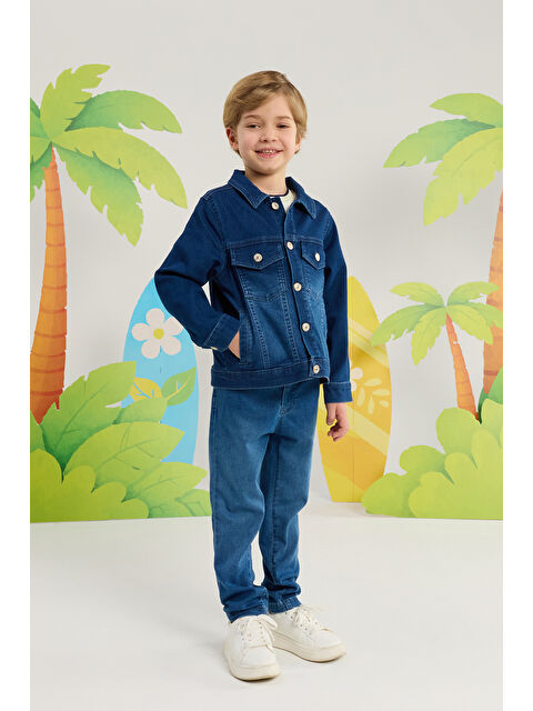 Minycenter Erkek Çocuk Denim Ceket 2-6 Yaş Koyu Mavi