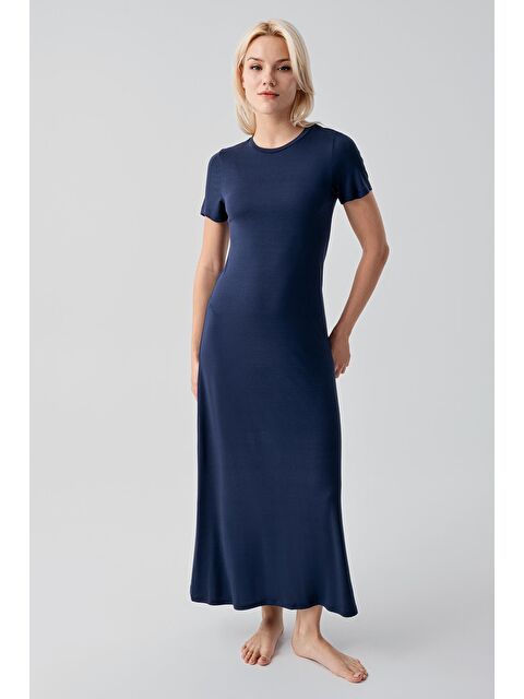 Artış Kısa Kollu Uzun Basic Rahat Günlük Elastanlı Esnek Viskoz Soft Elbise 19110 - S000531600-21164