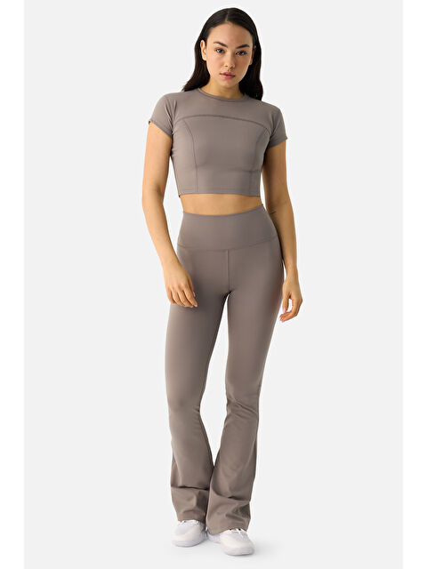 Superstacy Liora Yumuşak Kumaş Geniş Paça Taş Rengi Tayt Pantolon - S000505913-25636