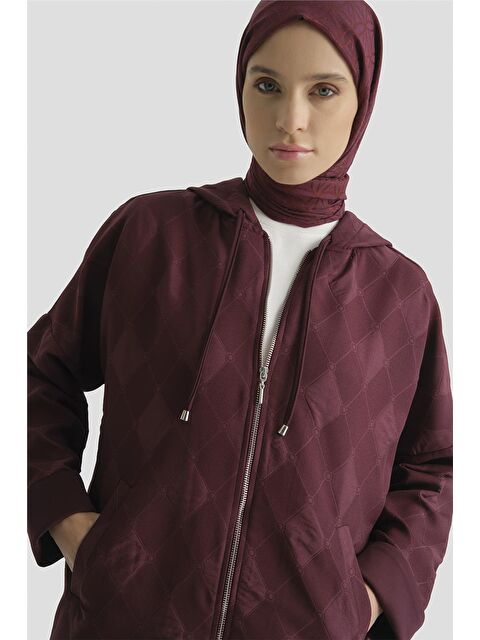 ARMİNE Desenli Kapüşonlu Relax Takım Bordo - S000498280-19951