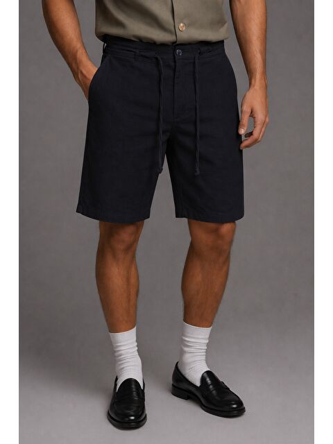 Tarz Cool Erkek %100 Pamuk Linen Şort Rahat Kesim Yazlık Şort