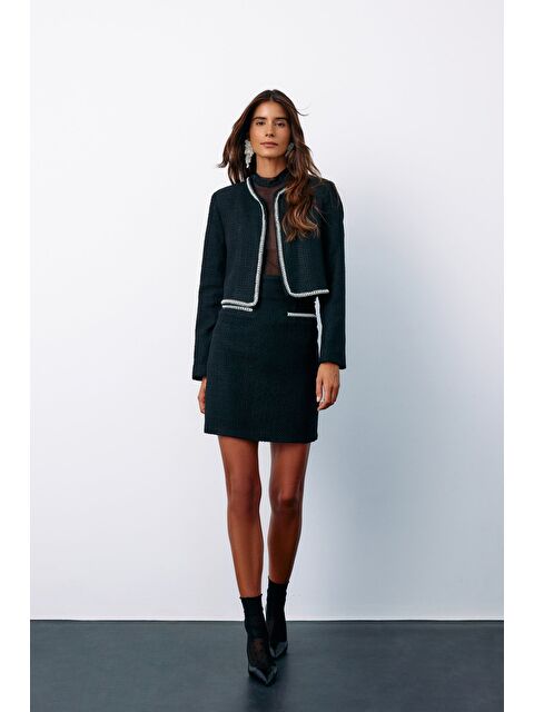 SATEEN Aksesuar Detaylı Tüvit Etek - Siyah