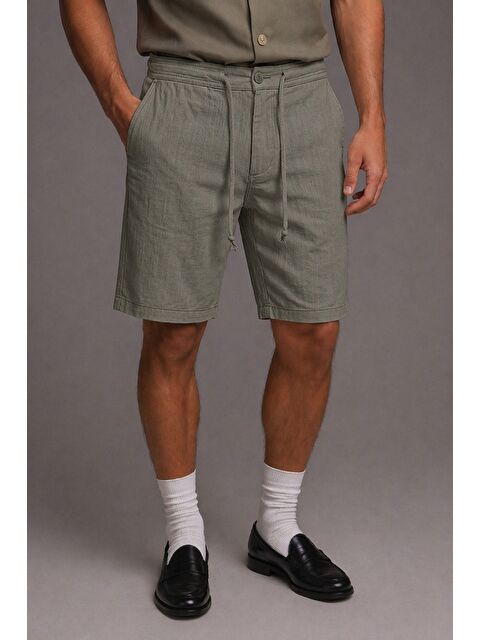 Tarz Cool Erkek %100 Pamuk Linen Şort Rahat Kesim Yazlık Şort