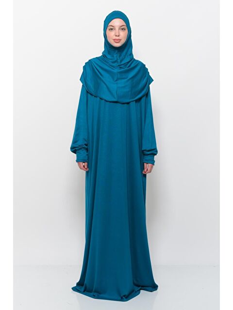 Altobeh Tek Parça Pamuklu Yarasa Kollu Tak Çıkar Başörtülü Organik Terletmez  Elbise - S000505130-20017