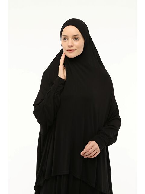 Altobeh İki Parça Pamuklu Yarasa Kollu Başörtülü Organik Terletmez  Elbise - S000505345-19351