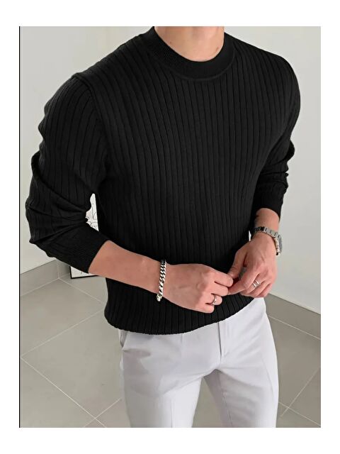 Tarz Cool Erkek Bisiklet Yaka Slim Fit Triko Kazak