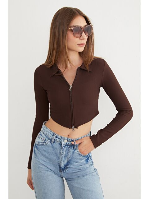 Fullamoda Çift Fermuarlı Polo Yaka Bluz - S000108417-19413