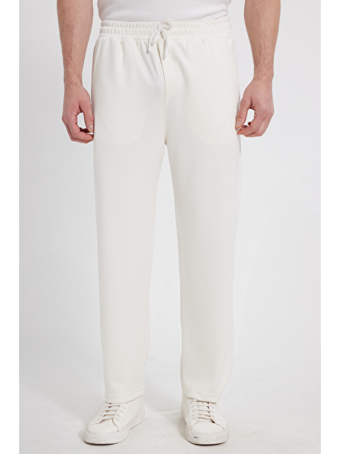 TUDORS Erkek Ekru Baggy Fit Rahat Kesim Modal Kumaş Soft Doku Beli Bağcıklı Yan Cepli Eşofman Altı - S000526992-19965