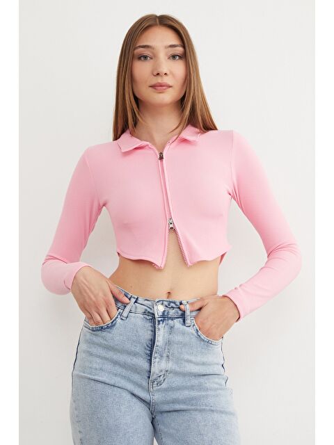 Fullamoda Çift Fermuarlı Polo Yaka Bluz - S000108417-20024