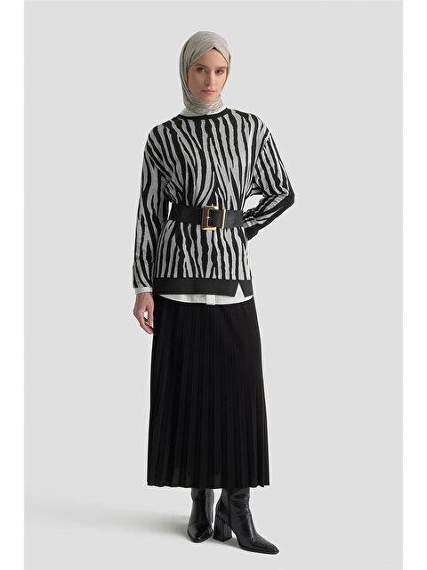 ARMİNE Zebra Desenli Örme Takım 25Kd2806 Gri - S000498284-20600