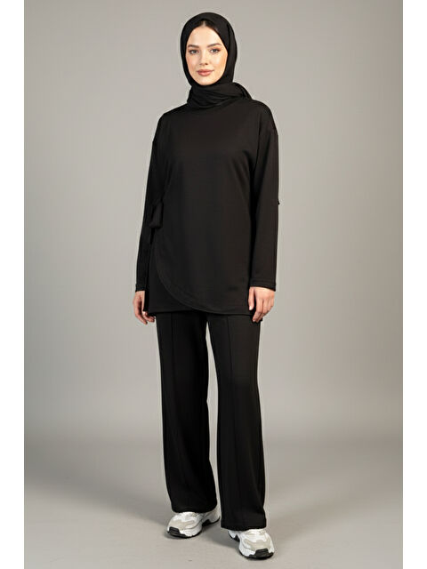 Remsa Bağcık Detay Tunik Pantolon Takım 2117 Siyah - S000485866-19351