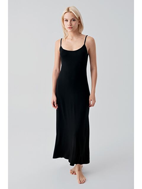 Artış Askılı Uzun Basic Rahat Günlük Elastanlı Esnek Viskoz Soft Elbise 19111 - S000531606-19351