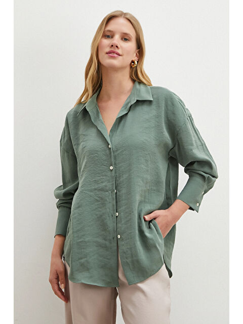 Never More Basic Modal Gömlek Yeşil