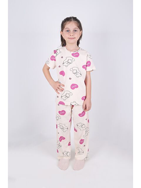 Koza İç Giyim Kız Çocuk Pamuklu Kalpli Desenli Pijama Takımı - S000424892-5407