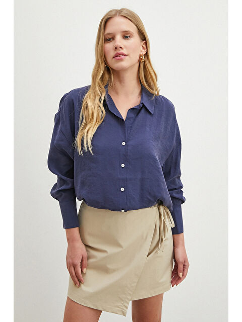 Never More Basic Modal Gömlek Lacivert